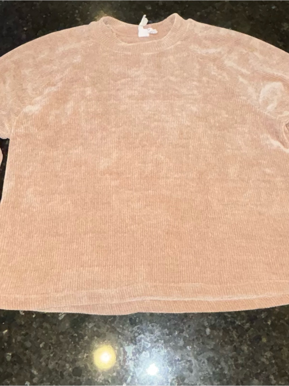 Short-Sleeve Crewneck Sweater in Soft Blush